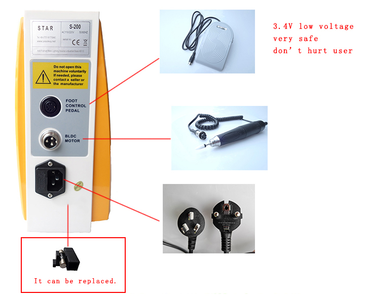 FASTRONG S-200 Dental Micromotor (60K Brushless Handpiece) with Hand/ Knee/ Foot Control